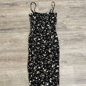 Black Floral Midi Dress